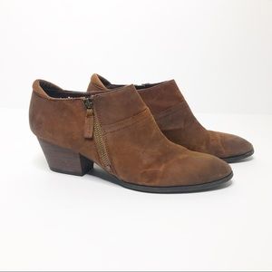 Franco Sarto Brown Leather Greco Zipper Bootie